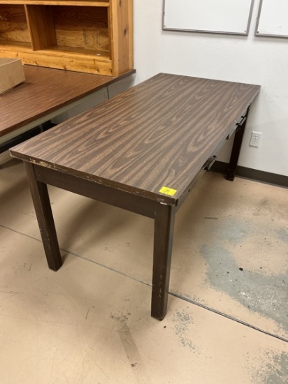 C- Two Drawer Desk with Laminate Top and Wooden Base