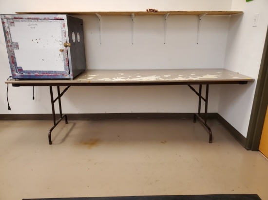 B- Folding Wooden Top Metal Frame Table