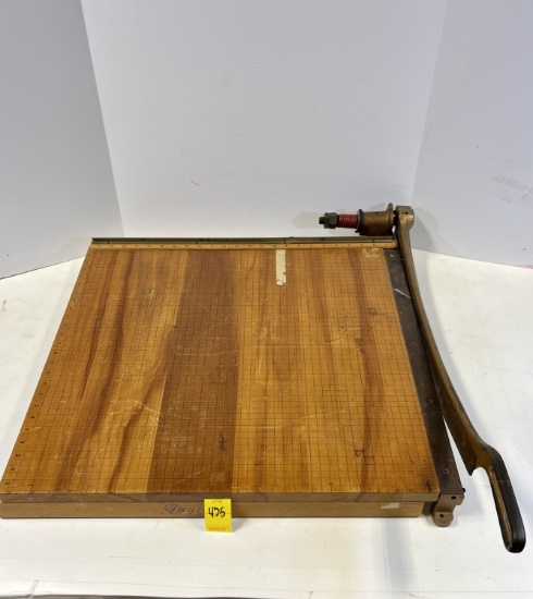 Vintage Ingento 24" X 24" Wooden Paper Cutter with Grid Top