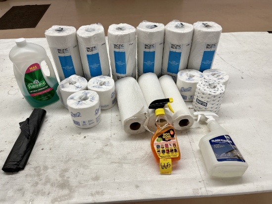 Paper Towels, Toliet Paper and Glass Cleaner
