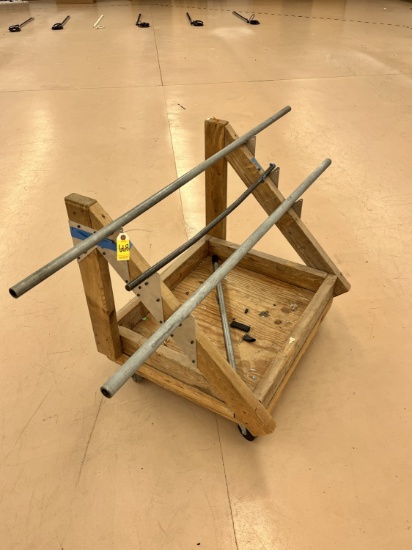 Wood Three Tier Wire Reel cart on Casters