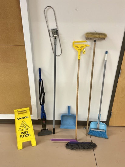 Bissell Sweeper, Dust Mop, Broom, Wet Floor Sign, Etc.