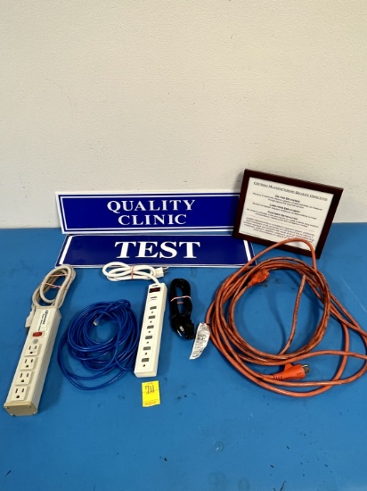 20' Extension Cord, Multi Plugs, Poer Cord and Signs