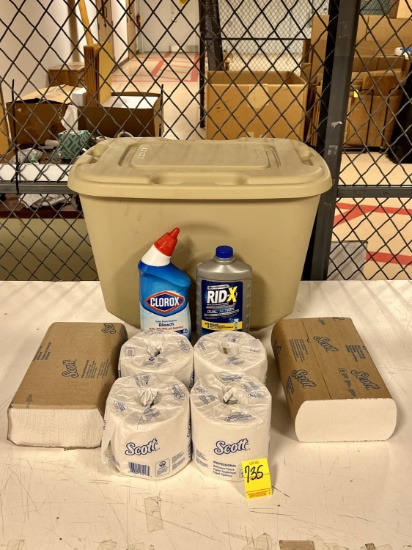 10 Gallon Storage Tote with Assorted Supplies