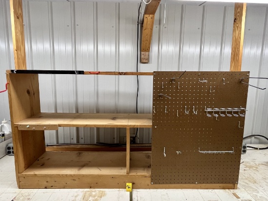 Wood Shelf with Peg Board and Hardware
