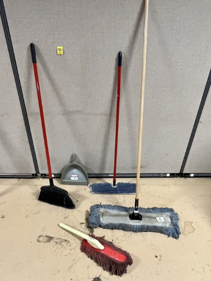 Assorted Brooms and Duster
