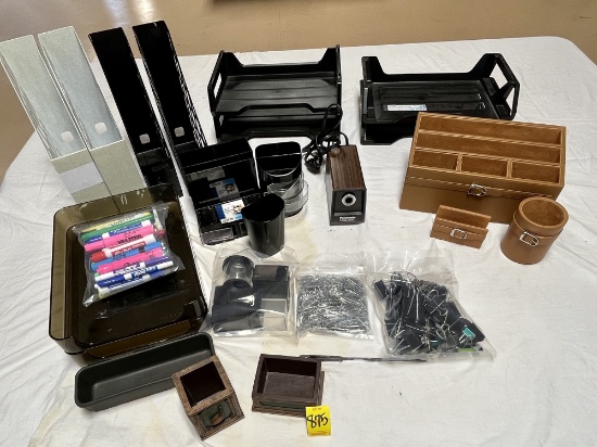Assorted Desk Oragnizers, Electric Pencils Sharpener, Office Supplies, Etc.