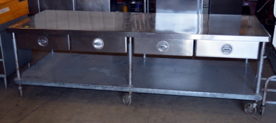 Stainless Steel Rolling Table w/8 Drawers