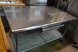 Stainless Steel Table One Drawer;has Scuff Marks