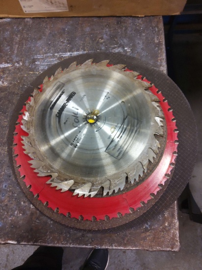 assortment of sawblades and cut off wheels