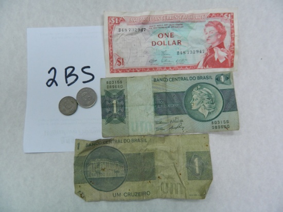 Foreign Money from Eagle Lake, Texas Estate Barn Find (2) UM CRUZEIRO do Brazil,