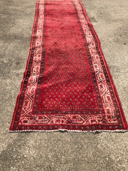 Hand Knotted Oriental Carpet, Hand Tied Persian Rug: Hamadan  3' 6' by 10', Retail Value $1300