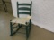 Painted Teal Blue Oak Ladder Back Rocker with Cowhide Seat, 33.5