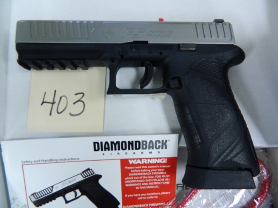 Diamondback DB9FS, Full Size 9mm Pistol, NEW IN BOX, 15 Shot, Stainless/Black, 4.75"BRL, DAO