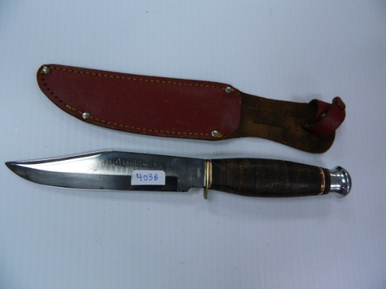 10.375" "Original Bowie Knife" marked "Soling" "Japan" with leather sheath, we will ship.