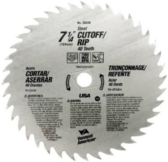 Eleven (11) 7.25" Vermont American Plywood Blade # 26370, 150 teeth, NEW. This Item is Shippable