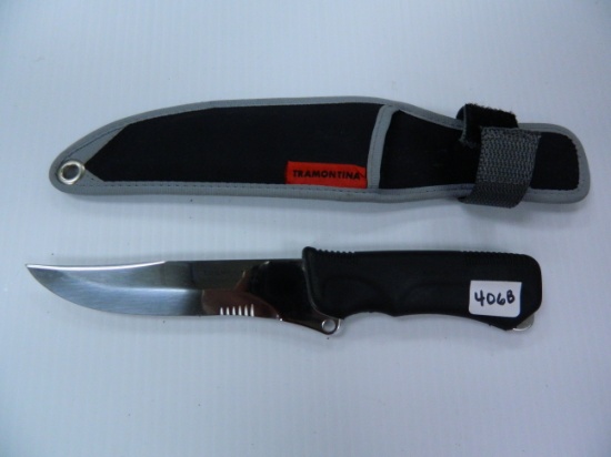 Estate Find: Tramontina INOX-Stainless-Brasil, Fixed Blade with sheath, Amazonas Two. We Will Ship