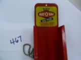 Vintage Painted Tin RAY-O-VAC Flashlight Battery Display with tester bulb, We Will Ship This Item