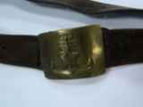 ORIGINAL RUSSIAN SOVIET UNION USSR NAVY LEATHER BELT + BUCKLE, believed to be 1955-1960
