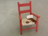 Child Texas Red Painted Cowhide Seat Ladder Back Chair, We Will Ship This Chair.