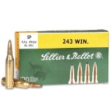 ONE HUNDRED ROUNDS, Sellier & Bellot Rifle Ammuntion SB243A, 243 Winchester, Soft Point, 100GRAIN