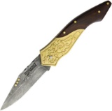 DAMASCUS BLADE Chipaway Folder, We Will Ship This Item, Wood Handle