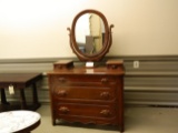 Outstanding Solid American Black Walnut Chest with Wishbone Mirror by DAVIS (Nashville, Tennesee)