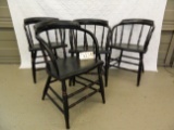 4 X The Money: Barrel Back Saloon Chairs in Black Paint, Antique. NO SHIPPING