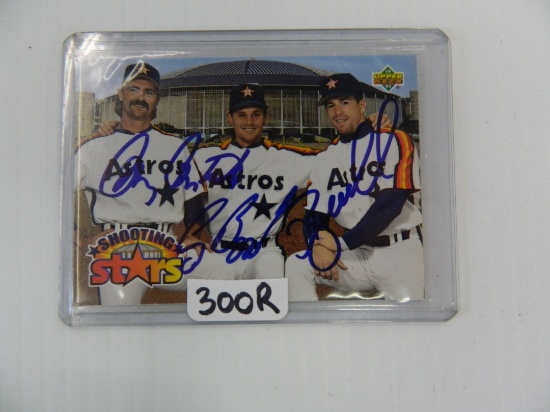 Triple Signed 1993 Upper Deck #475 Shooting Stars (Doug Drabek Craig Biggio Jeff Bagwell) autographs