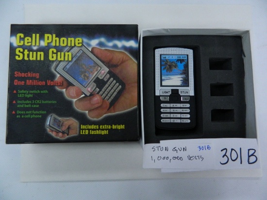 One Million Volt Cell Phone Stun Gun, includes LED Flashlight, with Box, we will ship