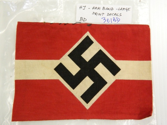 NAZI Germany Arm Band, Hitler Youth, 7"x4.875", Swastika is 3"x3", Later Model as Printed On.