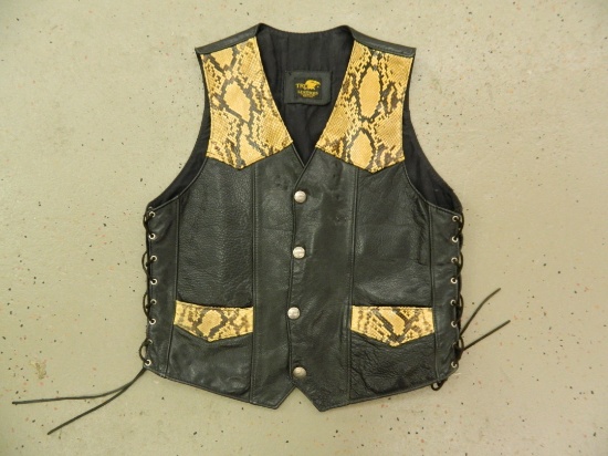 Outstanding estate find: TRD Leathers, Cleveland, Ohio, Made in USA. Leather & Snake Skin Vest with