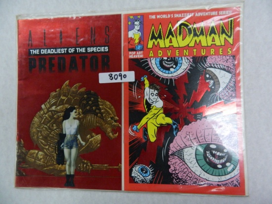 (2) ASHCAN Comics: Madman Adventures Red Foil Cover + Aliens Predator The Deadliest of Species #1RED