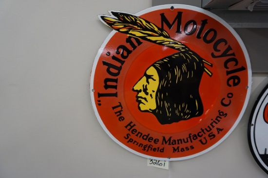 Indian Motocycle with Feather, 20", $39 Shipping, Single Sided