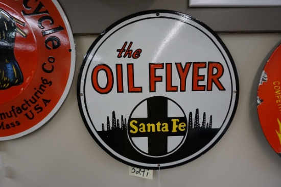 Santa Fe "The Oil Flyer" Single Sided 18" round, $29 Shipping