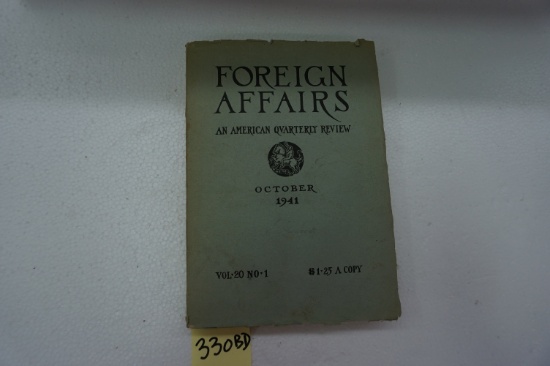 October 1941 Foreign Affairs, an American Quarterly Review. Outstanding Estate Find! 7"x10"