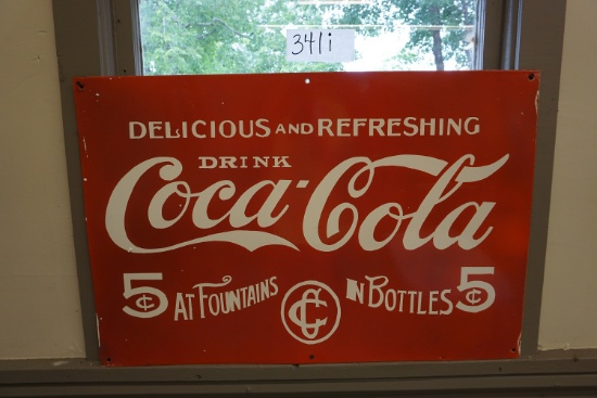 Red Coca Cola, 36"x24" Single Sided, Note Letters Bleeding Together, $69 Shipping