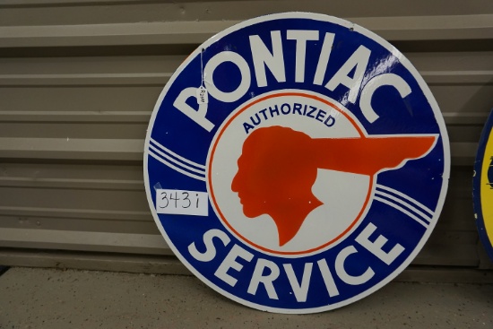 Pontiac Service, red, white & blue, 30" DOUBLE SIDED, $79 Shipping