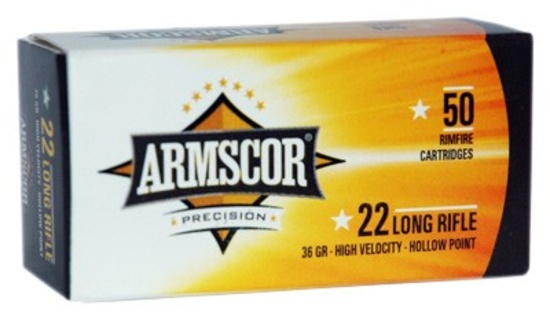 ONE THOUSAND ROUNDS of Armscor .22LR High Velocity, 36 Grain, Lead Hollow Point Cartridges, One $