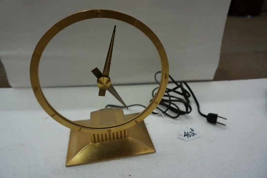 Mid Century Jefferson Golden Hour Clock, Works, 9"H, Bellwood Illinois, vrey fine