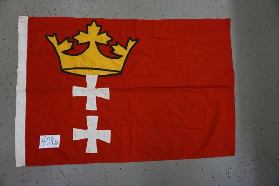 Super Estate Find! Danzig 1920-1939 Flag, 34"x23 1/2", machine sewn.