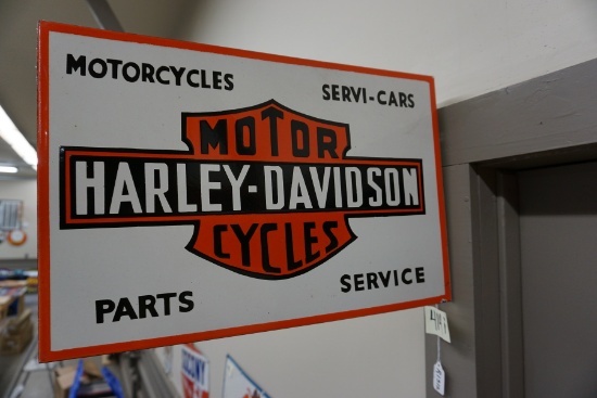 Harley Davidson (white) Flange Sign, 20"x13", $39 Shipping