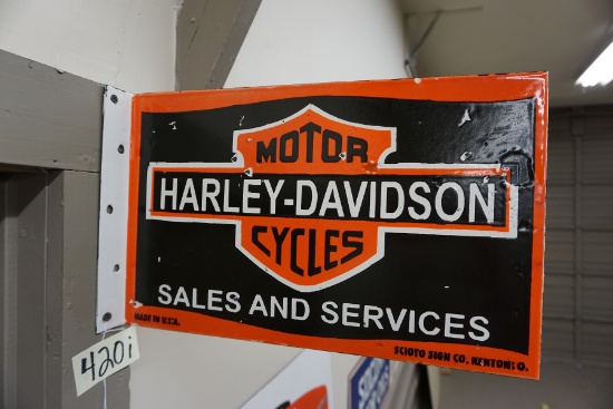 Harley Davidson (black) Flange Sign, 16"x10", $32 Shipping