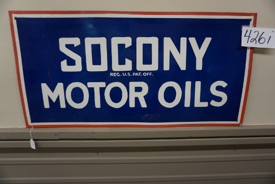 SOCONY Motor Oils, 36"x18" Single Sided Porcelain Sign, $59 Shipping