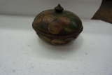 Vintage Nicely Detailed Wooden Covered Bowl, Arts & Crafts, Super Estate Find! Fruit, Acorn handle
