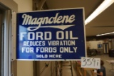 Magnolene Ford Oil FLANGE Porcelain Sign, 16