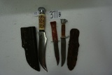 Three (3) Fixed Blade Knives, All One Money, Estate Find. longest is 13