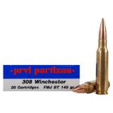 ONE HUNDRED (100) Cartridges, Prvi Partizan 308 Winchester Ammo 145 Grain Full Metal Jacket ppn762