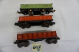 All One Money! Three (3) Vintage tin lithograph Lionel cars. all one money,