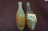 Two (2) X the Money: 1860's hand blown Torpedo Bottles, showing rust, wonderful Estate Find,